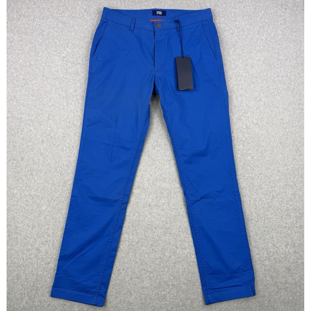 Spoke Pants Mens 32x31 Blue Build B Heroes Chino Flat Front Casual Trousers NEW